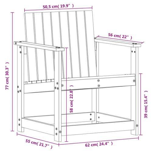 Vrtna stolica bijela 62 x 56 x 77 cm od masivne borovine - Bijela boja bora 1 Cijena