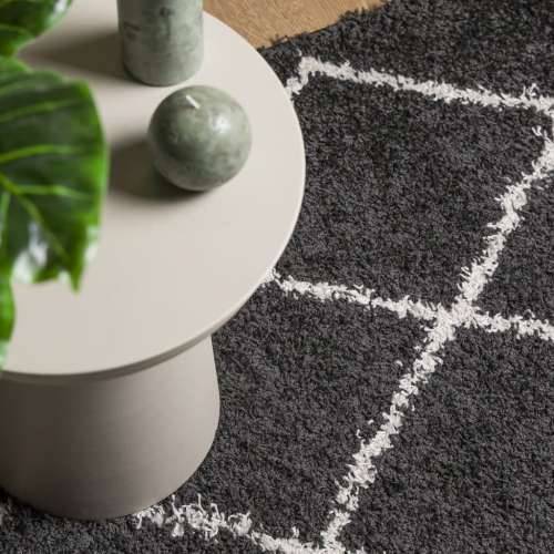 Čupavi tepih PAMPLONA s visokim vlaknima crni-krem 160 x 230 cm - Crna i krem 160 x 230 cm Cijena