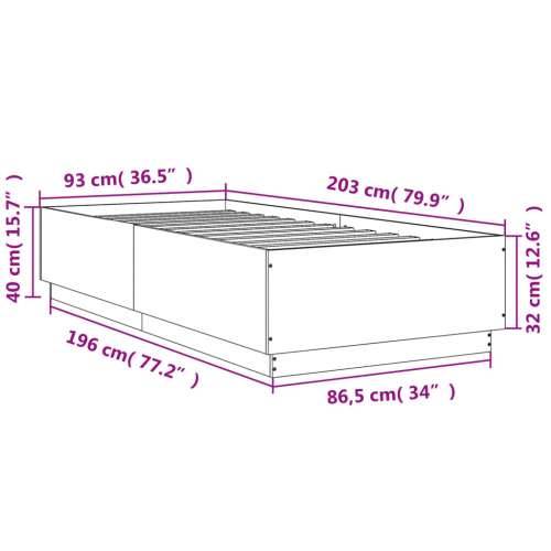 Okvir za krevet bijeli 90x200 cm konstruirano drvo Bijela 90 x 200 cm Cijena
