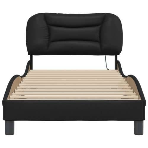 Okvir kreveta s LED svjetlima crni 90 x 190 cm od umjetne kože Crna 90 x 190 cm Cijena