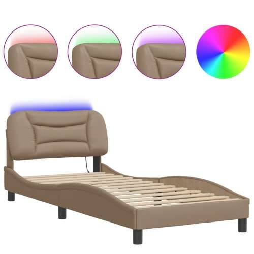 Okvir kreveta s LED svjetlima cappuccino 90x190 cm umjetna koža - Boja cappuccina 90 x 190 cm Cijena