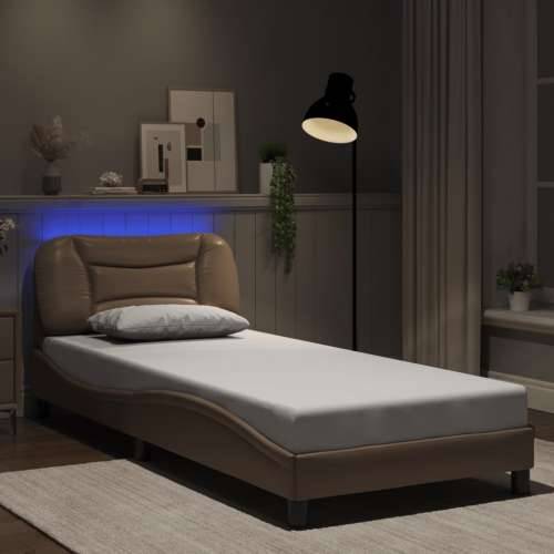 Okvir kreveta s LED svjetlima cappuccino 90x190 cm umjetna koža - Boja cappuccina 90 x 190 cm Cijena
