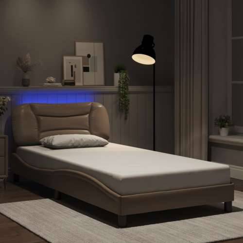Okvir kreveta s LED svjetlom cappuccino 100x200 cm umjetna koža - Boja cappuccina 100 x 200 cm Cijena