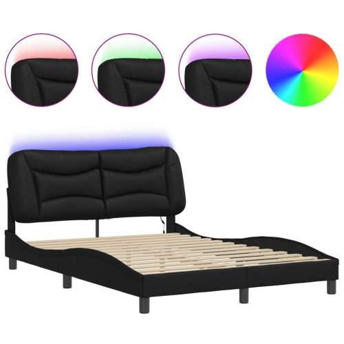 Okvir kreveta s LED svjetlima crni 140 x 200 cm od umjetne kože - Crna 140 x 200 cm Cijena