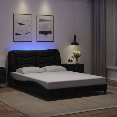 Okvir kreveta s LED svjetlima crni 140 x 200 cm od umjetne kože - Crna 140 x 200 cm Cijena