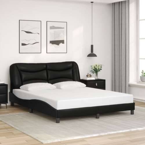 Okvir kreveta s LED svjetlima crni 160 x 200 cm od umjetne kože - Crna 160 x 200 cm Cijena