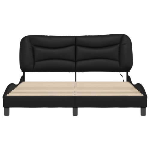 Okvir kreveta s LED svjetlima crni 160 x 200 cm od umjetne kože - Crna 160 x 200 cm Cijena