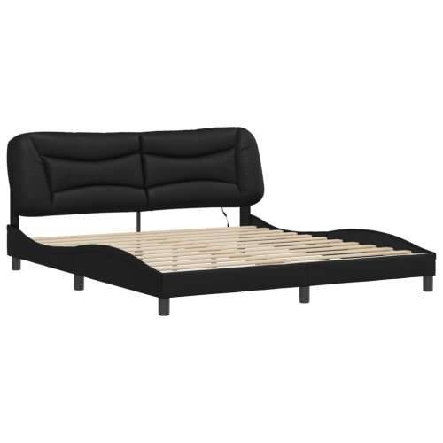 Okvir kreveta s LED svjetlima crni 180 x 200 cm od umjetne kože - Crna 180 x 200 cm Cijena