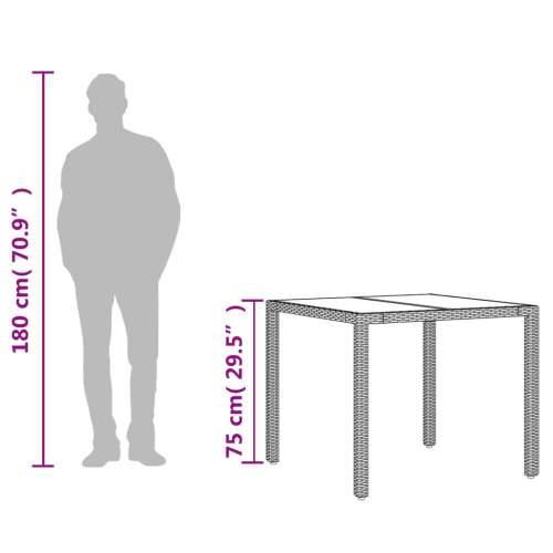 Vrtni stol sa staklenom pločom crni 90x90x75 cm od poliratana - Crna 1 Cijena