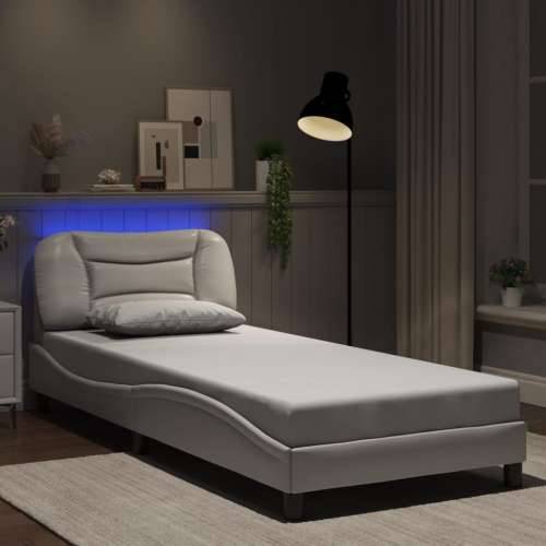 Okvir kreveta s LED svjetlima bijeli 90 x 190 cm umjetna koža - Bijela 90 x 190 cm Cijena
