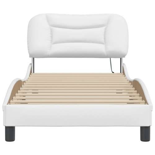 Okvir kreveta s LED svjetlima bijeli 90 x 190 cm umjetna koža - Bijela 90 x 190 cm Cijena