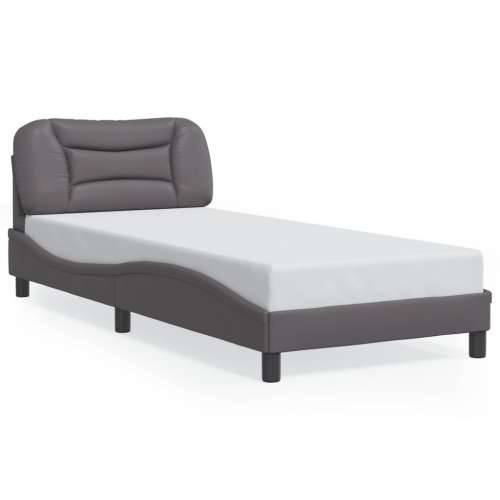 Okvir kreveta s LED svjetlima sivi 90 x 190 cm od umjetne kože - Siva 90 x 190 cm Cijena