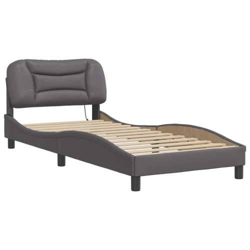 Okvir kreveta s LED svjetlima sivi 90 x 190 cm od umjetne kože - Siva 90 x 190 cm Cijena