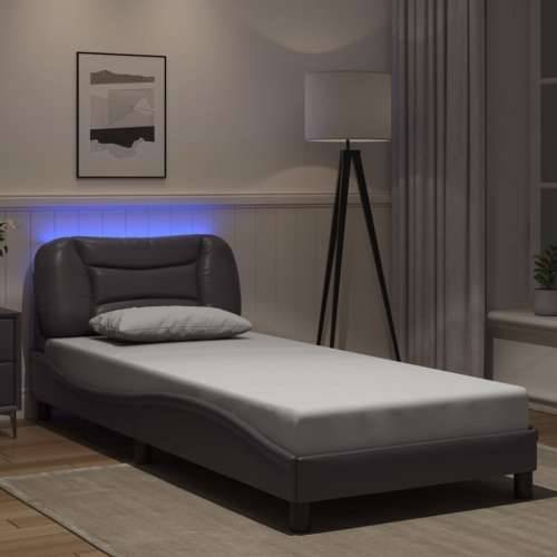Okvir kreveta s LED svjetlima sivi 90 x 190 cm od umjetne kože - Siva 90 x 190 cm Cijena