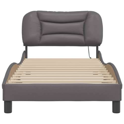 Okvir kreveta s LED svjetlima sivi 90 x 190 cm od umjetne kože - Siva 90 x 190 cm Cijena