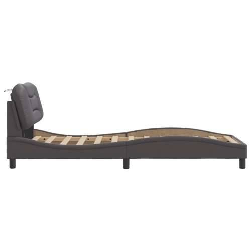 Okvir kreveta s LED svjetlima sivi 90 x 190 cm od umjetne kože - Siva 90 x 190 cm Cijena