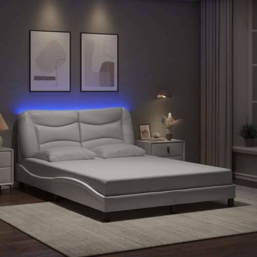 Okvir kreveta s LED svjetlima bijeli 120 x 200 cm umjetna koža - Bijela 120 x 200 cm Cijena