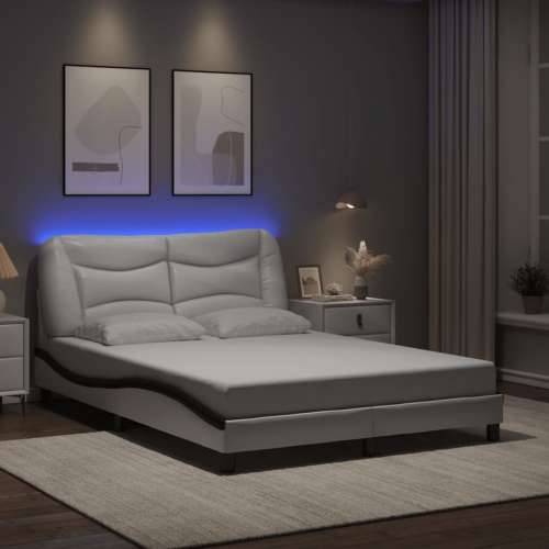 Okvir kreveta LED bijelo-crni 140 x 200 cm od umjetne kože - Bijela i crna 140 x 200 cm Cijena