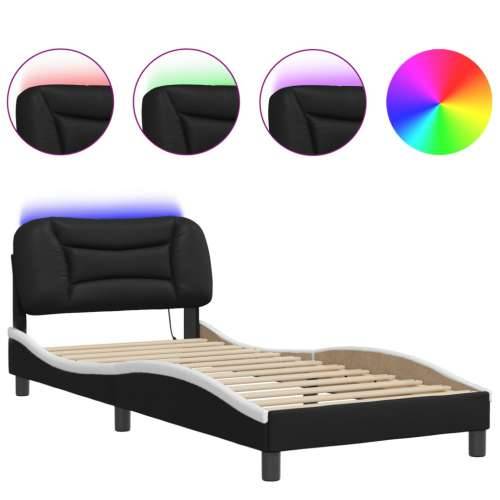 Okvir kreveta s LED svjetlom crno-bijeli 90x200 cm umjetna koža - Crno-bijelo 90 x 200 cm Cijena