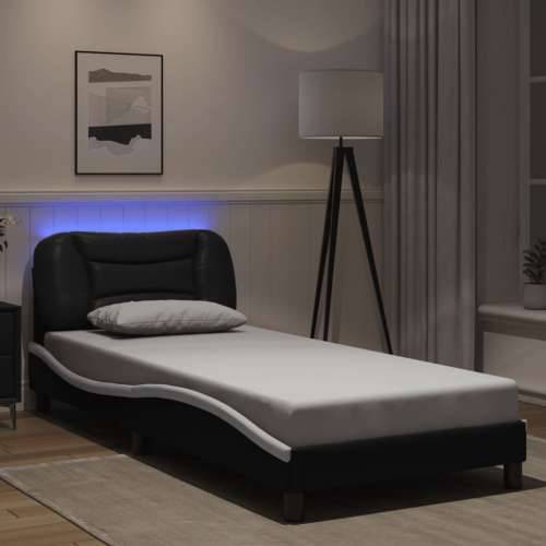 Okvir kreveta s LED svjetlom crno-bijeli 90x200 cm umjetna koža - Crno-bijelo 90 x 200 cm Cijena