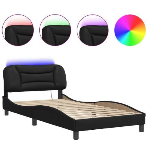 Okvir kreveta s LED svjetlima crni 100 x 200 cm od umjetne kože - Crna 100 x 200 cm Cijena