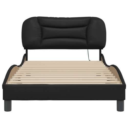 Okvir kreveta s LED svjetlima crni 100 x 200 cm od umjetne kože - Crna 100 x 200 cm Cijena