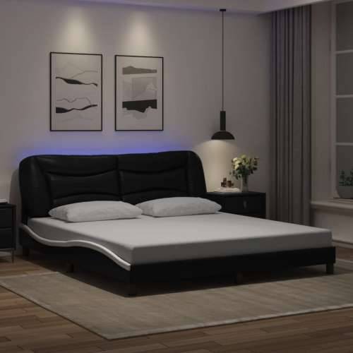 Okvir kreveta LED crno-bijeli 180 x 200 cm od umjetne kože - Crno-bijelo 180 x 200 cm Cijena