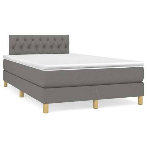 Krevet box spring s madracem LED tamnosivi 120 x 190 cm tkanina - Tamno siva 120 x 190 cm Dizajn s gumbima Cijena