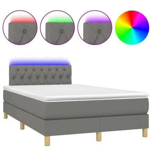 Krevet box spring s madracem LED tamnosivi 120 x 190 cm tkanina - Tamno siva 120 x 190 cm Dizajn s gumbima Cijena