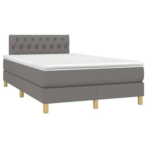 Krevet box spring s madracem LED tamnosivi 120 x 190 cm tkanina - Tamno siva 120 x 190 cm Dizajn s gumbima Cijena