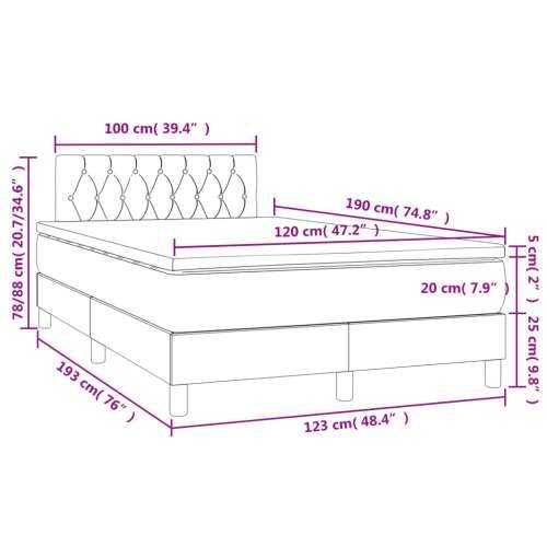 Krevet box spring s madracem LED tamnosivi 120 x 190 cm tkanina - Tamno siva 120 x 190 cm Dizajn s gumbima Cijena