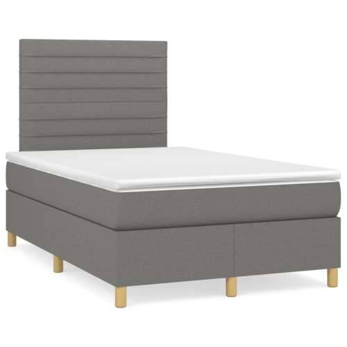 Krevet box spring s madracem LED tamnosivi 120 x 190 cm tkanina - Tamno siva 120 x 190 cm vodoravne pruge Cijena