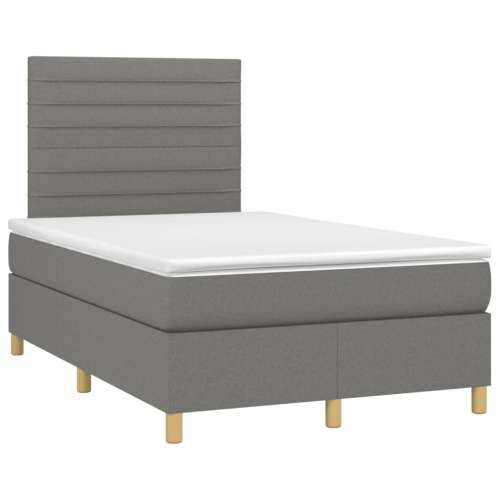Krevet box spring s madracem LED tamnosivi 120 x 190 cm tkanina - Tamno siva 120 x 190 cm vodoravne pruge Cijena