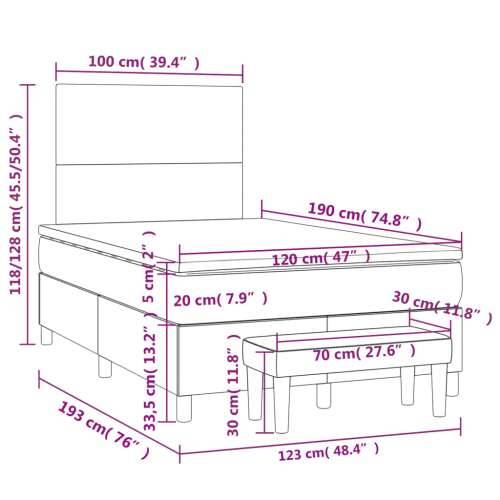 Krevet s oprugama i madracem plavi 120 x 190 cm od tkanine - Plava 120 x 190 cm Gladak dizajn Cijena