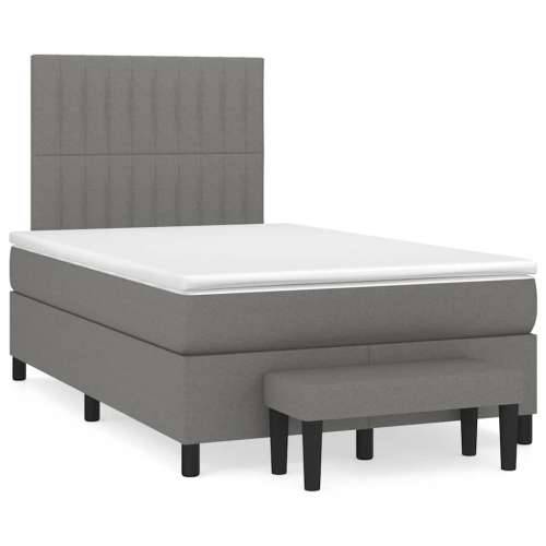 Krevet box spring s madracem tamnosivi 120 x 190 cm tkanina - Tamno siva 120 x 190 cm Okomite pruge Cijena