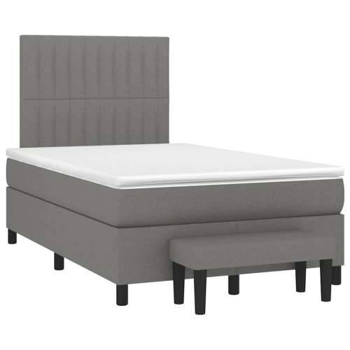 Krevet box spring s madracem tamnosivi 120 x 190 cm tkanina - Tamno siva 120 x 190 cm Okomite pruge Cijena