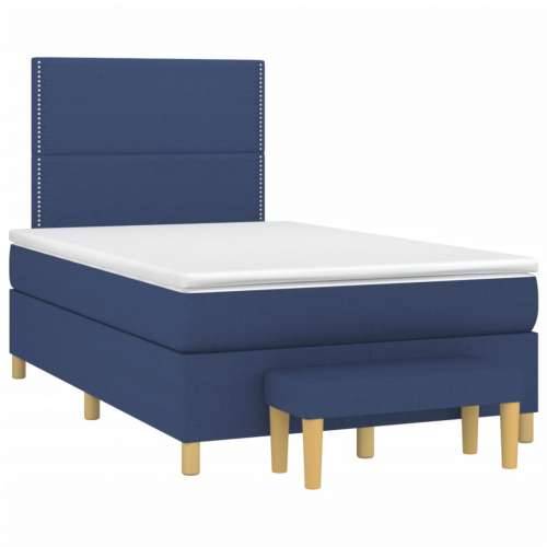 Krevet s oprugama i madracem plavi 120 x 190 cm od tkanine - Plava 120 x 190 cm Obično s čavlima Cijena