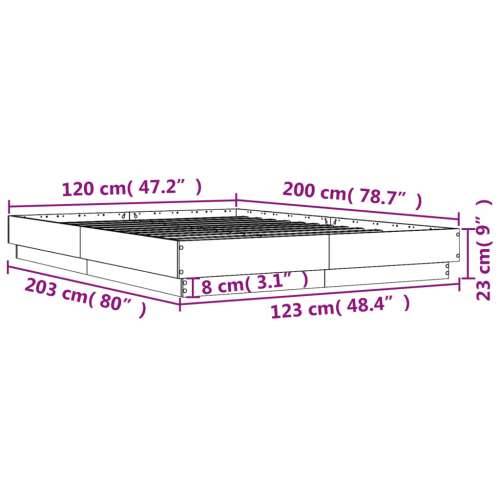 Okvir kreveta boja hrasta 120x200 cm od konstruiranog drva - Dimljeni hrast 120 x 200 cm Cijena