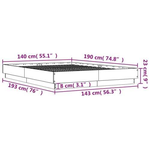 Okvir kreveta boja betona 140x190 cm od konstruiranog drva - Beton siva 140 x 190 cm Cijena