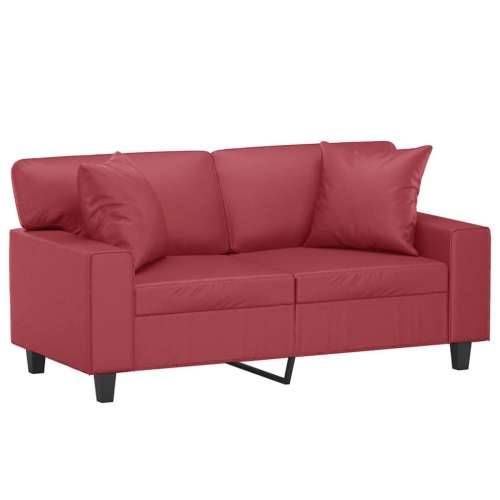 Dvosjed s ukrasnim jastucima boja vina 120 cm umjetna koža - boja crnog vina 120 cm Cijena
