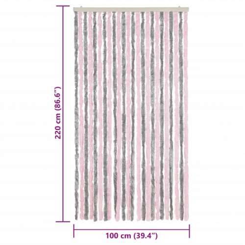 Zastor protiv muha srebrnosivi i ružičasti 100 x 220 cm šenil - Siva i ružičasta 100 x 220 cm Cijena