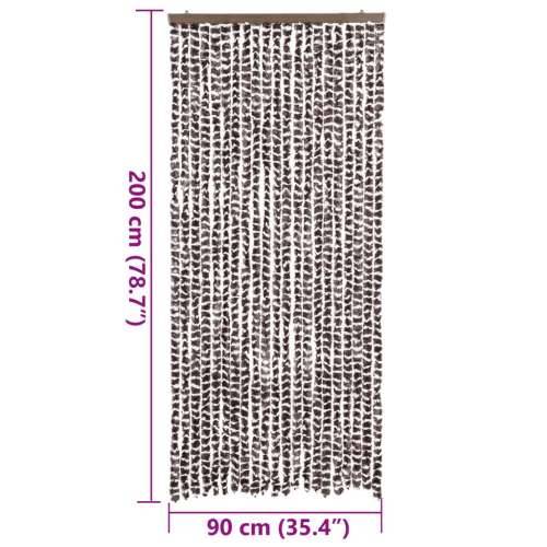 Zastor protiv muha smeđa i bijela 90 x 200 cm od šenila - Smeđa i bijela 90 x 200 cm Cijena
