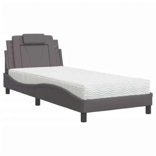 Krevet s madracem sivi 90 x 200 cm od umjetne kože Siva 90 x 200 cm Cijena