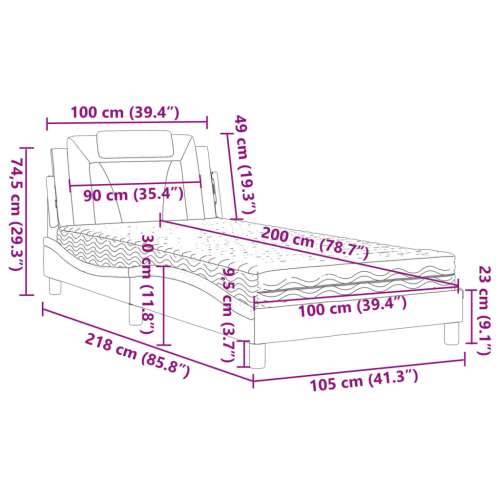 Krevet s madracem sivi 100 x 200 cm od umjetne kože Siva 100 x 200 cm Cijena