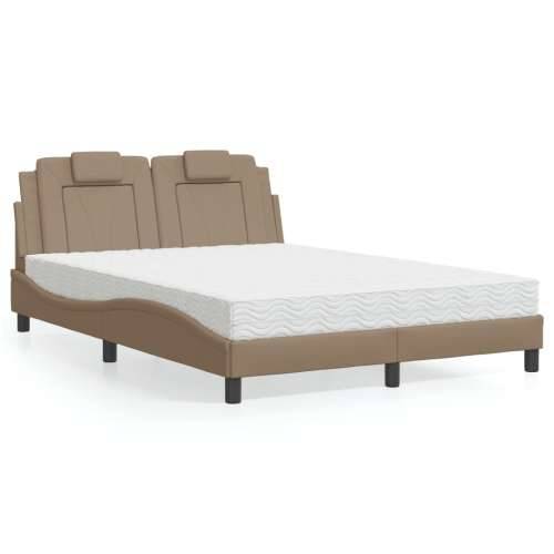 Krevet s madracem boja cappuccina 120 x 200 cm od umjetne kože - Boja cappuccina 120 x 200 cm Cijena