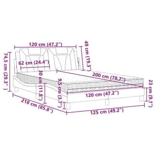 Krevet s madracem boja cappuccina 120 x 200 cm od umjetne kože - Boja cappuccina 120 x 200 cm Cijena
