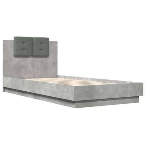 Okvir kreveta s uzglavljem siva boja betona 90x200 cm drveni - Beton siva 90 x 200 cm Cijena