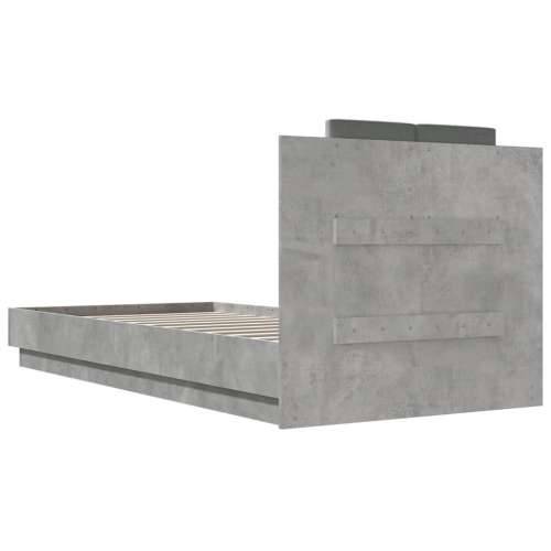Okvir kreveta s uzglavljem siva boja betona 90x200 cm drveni - Beton siva 90 x 200 cm Cijena