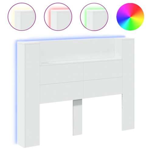 Ormarić za uzglavlje s LED svjetlima bijeli 140x16,5x103,5 cm - Bijela 140 x 16.5 x 103.5 cm 1 Cijena