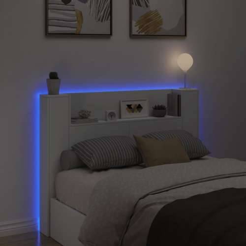 Ormarić za uzglavlje s LED svjetlima bijeli 140x16,5x103,5 cm - Bijela 140 x 16.5 x 103.5 cm 1 Cijena